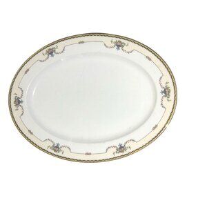 Vintage Noritake Rosemary Floral Porcelain Serving Platter Gold Trim 13.5"